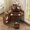 Modern Vanity Table with Storage and Stool, Corner Vanity Makeup Table for Bedroom or Dressing Room – The Pop Home - 2 of 4