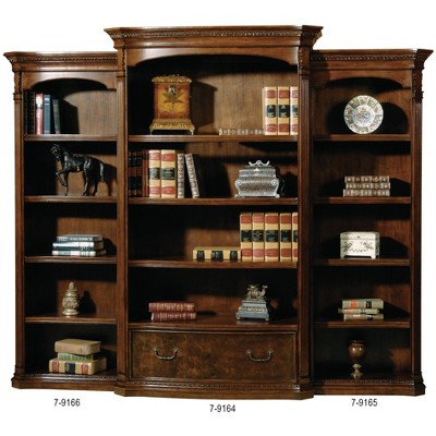Old World Walnut Burl Tall Adjustable Wood Bookcase