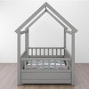 Lyngins Kids' Floor Bed Frame with Wooden House Roof & High Fence Guardrails, Pine Wood Twin Size Toddler Bed/Child Bed, Easy Assembly - 4 of 4