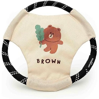 ZippyPaws x LINE Friends, Brown - Rope Gliderz Durable Flying Disc Outdoor Dog Toy for Throwing & Fetch, Puppy & Dog Frisbee