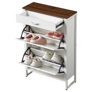 NicBex Shoe Rack Bench Shoe Storage Organizer Slim Shoe Cabinet Narrow Wall Hidden Shoe Cabinet for Entryway - 1 of 4