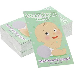 Paper Junkie 60-Count Baby Shower Games, Scratch Off Game Cards, Lucky Diaper Lottery Raffle Party Supplies for Boys or Girls, Green - 1 of 4