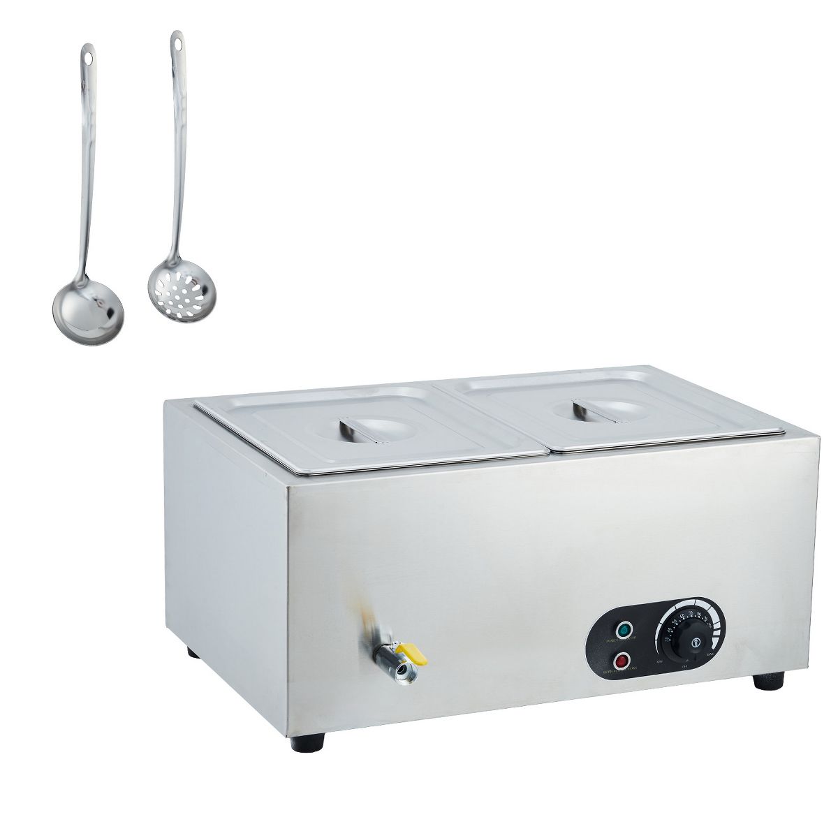 Stainless Steel Commercial Food Warmer Buffet Server, 6 Pan Electric Bain Marie Station, Fast Heating for Restaurant Catering Hotel Banquet