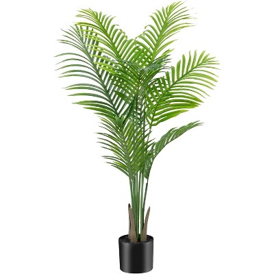 Tree City 4 Ft Artificial Palm Tree - Realistic Fake Areca Palm Plant in Pot, Tropical Faux Tree for Indoor & Outdoor Decor