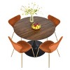 Harold+Flavia 5-Piece Walnut Foil  Round Top Pedestal Dining Table Set with 4 Upholstered Chairs -Maison Boucle - 4 of 4