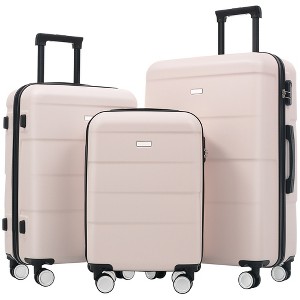 Whisen 3-Piece ABS Hardshell Luggage Set with 20"/24"/28" Spinner Suitcases, TSA Combination Lock, 360° Double Wheels - 1 of 4