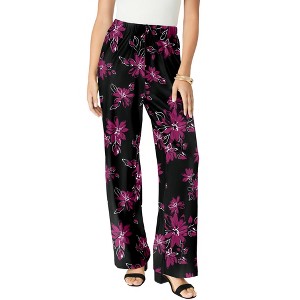 Roaman's Women's Plus Size Ultrasmooth Fabric Wide-Leg Pant - 1 of 4