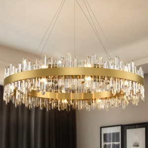 CityFurn Modern Luxury Round Chandelier with Crystal Glass - 1 of 4