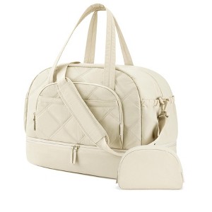 Gym Bag for Women,  Puffy Travel Duffel Bags with Shoe Compartment, Carry on Weekender Overnight Tote Bag - 1 of 4