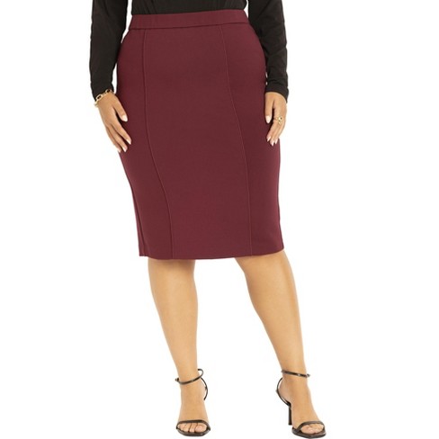 Womens burgundy hotsell pencil skirt