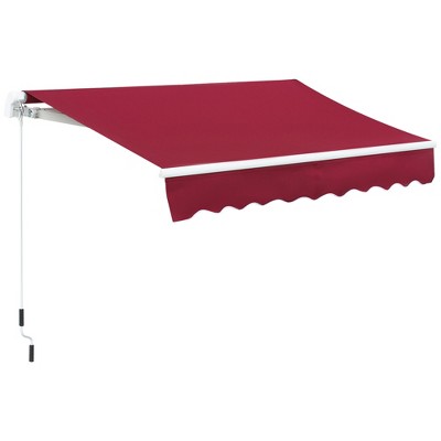 Vynxaria Elegant Patio Canopy: 8' x 7' Retractable Sun Shade in Wine Red