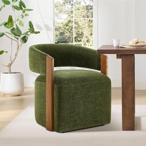 Spruce&Spring Modern Upholstered Dining Chair with Casters & Wood Armrests, Single - 1 of 4