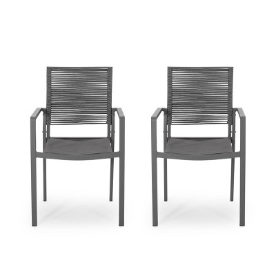 GDFStudio Crested Bay Outdoor Aluminum and Rope Dining Chairs (Set of 2)