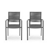 VYNXARIA Outdoor Modern Aluminum Dining Chair with Rope Seat (Set of 2), Gray and Dark Gray - 3 of 4