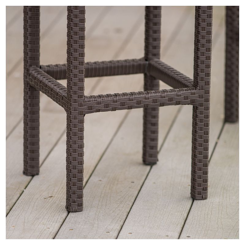 Milton Set of 2 Wicker Patio Backless Barstool - Brown - Christopher Knight Home, 5 of 6
