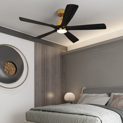 Famapy 47-Inch Ceiling Fan with Wooden Blades and Multi-Color LED Light