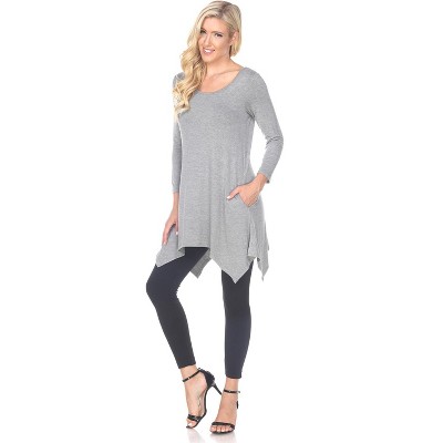 Women's 3/4 Sleeve Makayla Tunic Top with Pockets - White Mark