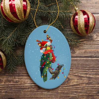 Festive Parrot Christmas Ornament with Colorful Lights