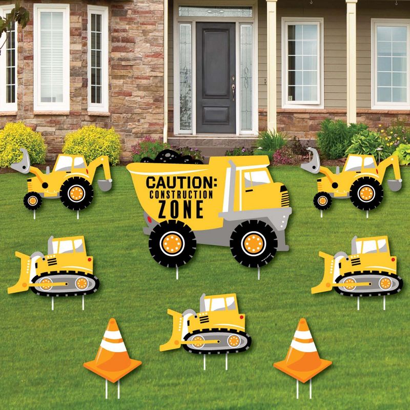 Big Dot of Happiness Dig It - Construction Party Zone - Yard Sign and Outdoor Lawn Decorations - Baby Shower or Birthday Party Yard Signs - Set of 8, 1 of 9