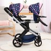 Bayer Design Dolls: Xeo Twin Pram: Stars Navy & Pink - Matching Handbag, Dolls 20", 3+ - 3 of 4