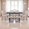 6-Piece Farmhouse Dining Table Set with Rectangular Trestle Table, 4 Upholstered Chairs & Bench, Rustic Modern Design for Dining Room or Kitchen - 4 of 4