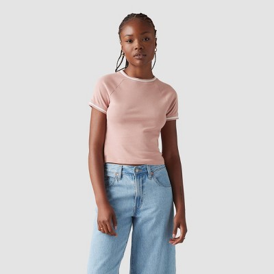 Levi's® Women's Short Sleeve Cropped Oracle Ringer T-Shirt - Pale Mauve XS