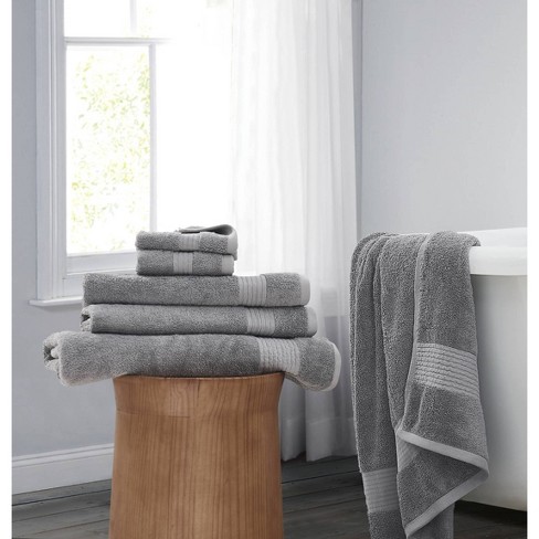 6pc Solid Bath Towels Set Black - Yorkshire Home : Target