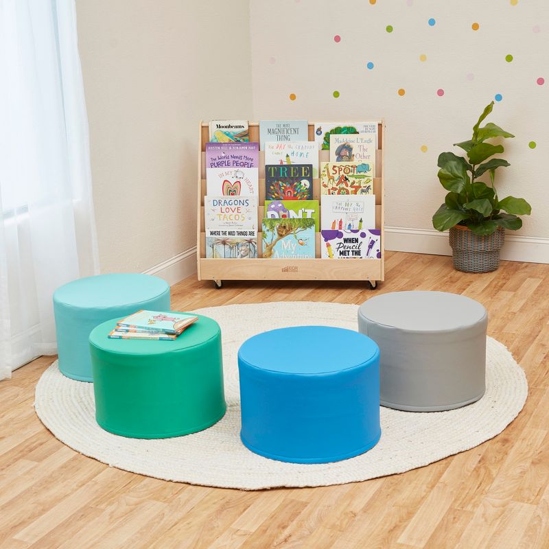 ECR4Kids SoftZone Round Foam Ottoman, Flexible Seating, 12in Seat Height, 4-Piece, 6 of 12