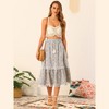 Allegra K Women's Vintage Printed Elastic Waist Tiered Tassel Fringe Midi Skirt - 2 of 4