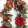9 ft Prelit Christmas Garland with LED Lights and Ball Ornaments Bow and Candy Cane, Xmas Garland for Fireplace Banister - 2 of 4