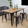 Costway Copper Set of 4 Metal Wood Counter Stool Kitchen Dining Bar Chairs Rustic Full Back - 4 of 4
