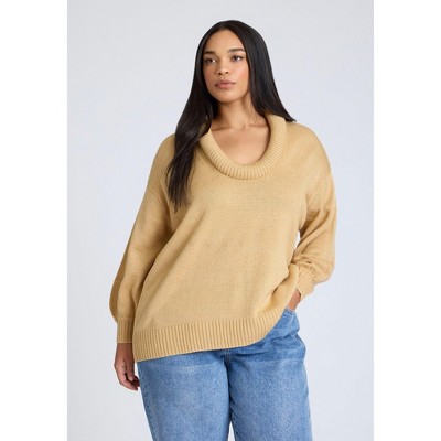ELOQUII Women's Plus Size Round Neckline Slouchy Sweater