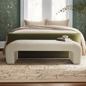 Lily 60 Boucle Look Large Bedroom Waterfall Upholstered Bench maison Boucle Target