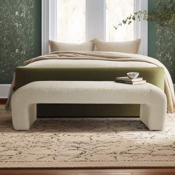 Lily 60" Boucle Look Large Bedroom Waterfall Upholstered Bench-Maison Boucle