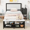 Whisen Twin Metal Bed with Two-Tier Storage Shelves and Wooden Storage Cabinet - 2 of 4