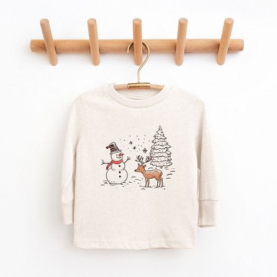 The Juniper Shop Deer Snowman Scene Toddler Long Sleeve Tee