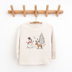 The Juniper Shop Deer Snowman Scene Toddler Long Sleeve Tee - 1 of 3