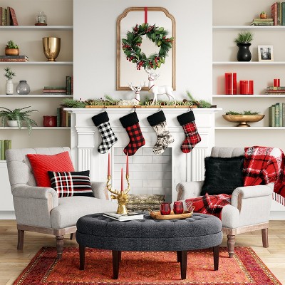 Buffalo Plaid Stool Blue - Threshold™ : Target