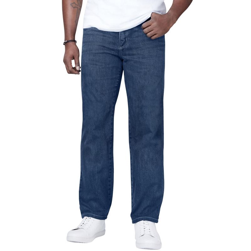 Liberty Blues Men's Big & Tall  Relaxed-Fit Side Elastic 5-Pocket Jeans, 1 of 2