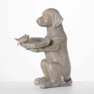 Sullivans 19" Sitting Dog Bird Feeder Statue, Resin - 1 of 3