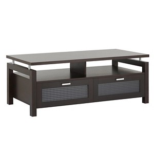 Camille Modern Uplifted Top Coffee Table Espresso - HOMES: Inside + Out: Rectangular with Open Shelf & Cabinet Storage - 1 of 4