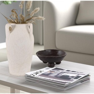 Rustic Handcrafted Boho Ceramic Vase with Handles - Perfect Home Accent for Living Room Decor, Bedroom, Office, and Room Display - 1 of 4