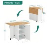 Rolling Kitchen Island Cart With Power Outlets & Folding Drop Leaf Breakfast Bar Portable Trolley Island With Large Storage Cabinet & Trash Can - 2 of 4