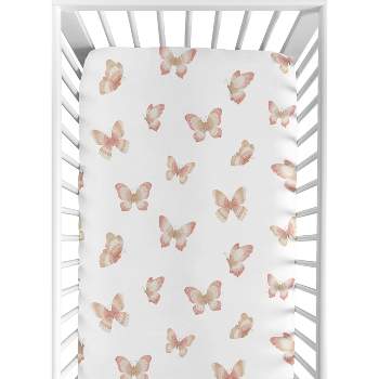 Sweet Jojo Designs Girl Baby Fitted Crib Sheet Butterfly Pink and Taupe