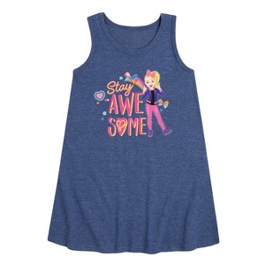 JoJo Siwa Stay Awesome Graphic Sleeveless Aline Dress - Heather Navy - 3T - 1 of 3