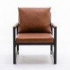 Faux Leather Accent Chair On Sale,Upholstered Accent Chair With Black Powder Coated Metal Frame,Single Sofa For Living Room-The Pop Home - 3 of 4