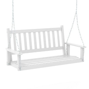 Tangkula Wooden Porch Swing 2-Person Hanging Swing Chair w/ Adjustable Galvanized Metal Chains - 1 of 4