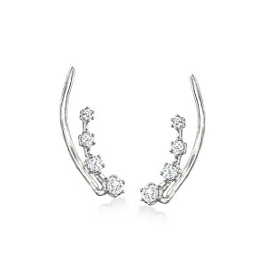 Pure Collection by Ross-Simons 0.20 ct. t.w. Diamond Ear Climbers in Sterling Silver - 1 of 4