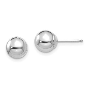Black Bow Jewelry 14k White Gold 7mm Polished Ball Silicone Push Back Stud Earrings - 1 of 4