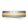 Black Bow Jewelry 6mm Titanium & 14k Gold Inlay Grooved Domed Standard Fit Band - 3 of 4